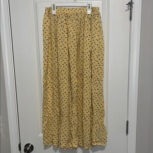 Butter Yellow A-Line Maxi Skirt with Pleats